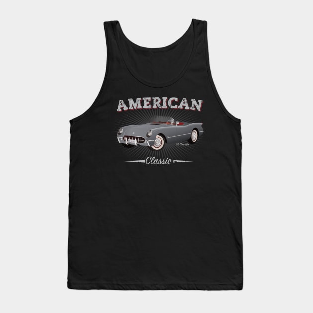 Retro American Classic 1953 Corvette T-Shirt Design Tank Top by funkymonkeytees